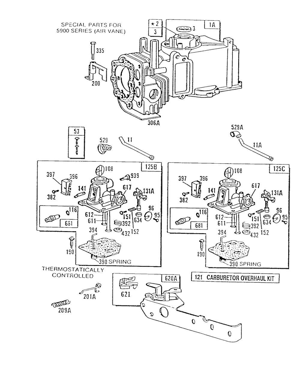5900 Series Special Parts Diagram and Parts List for 94988-0654-01  Briggs and Stratton Engine